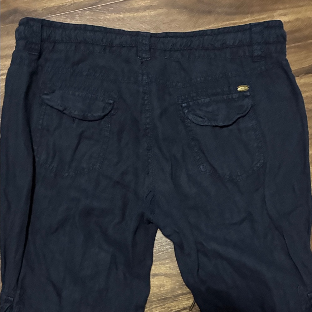Navy Blue Drawstring Cargo Pants - Picture 6 of 8
